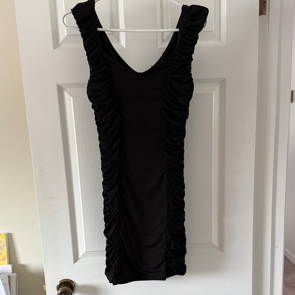 Black Ruched Tank Bodycon Dress